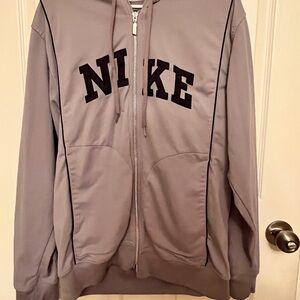 Nike Gray Zip-Up Hoodie with Black Lettering